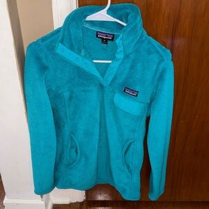 Patagonia Teal Blue Snap-Placket Fleece Jacket